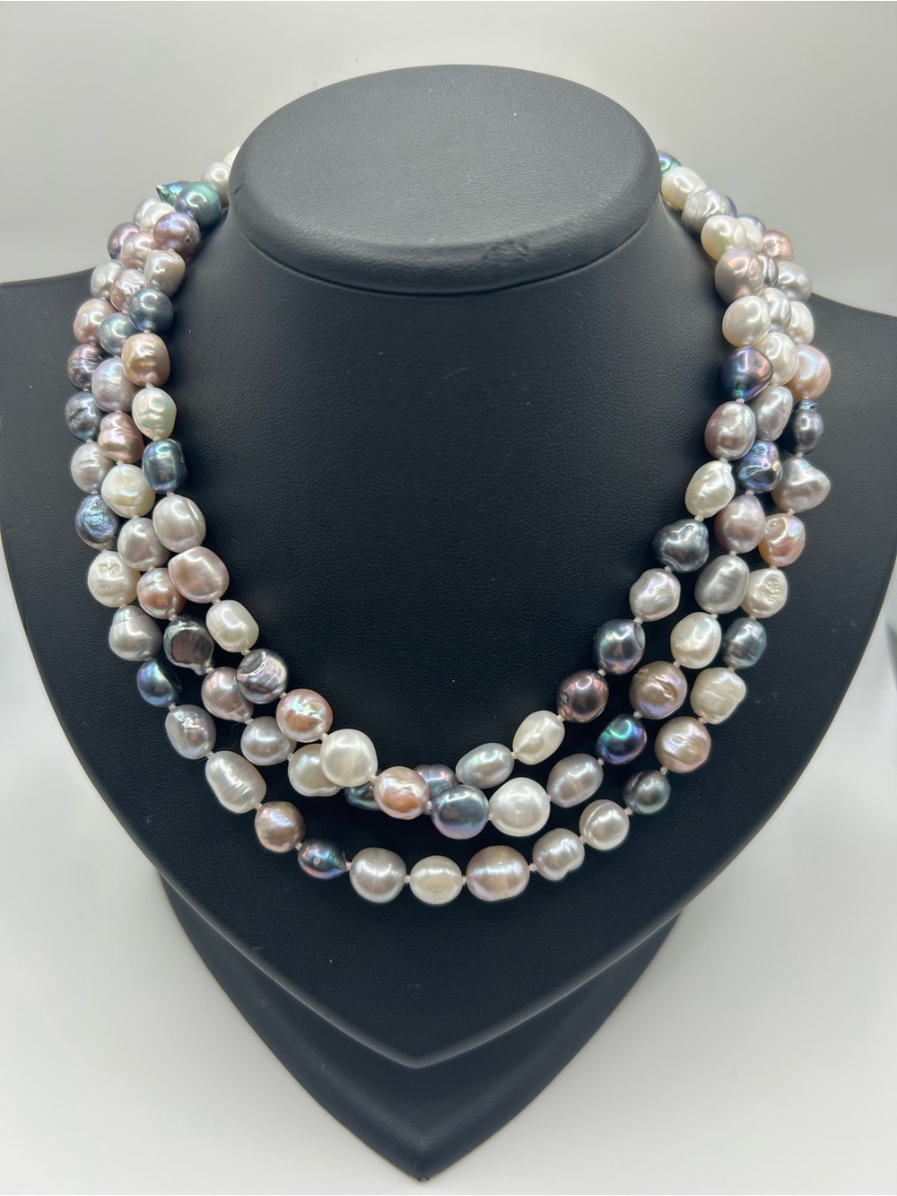 Handmade multicolour boraque freshwater pearl long necklace